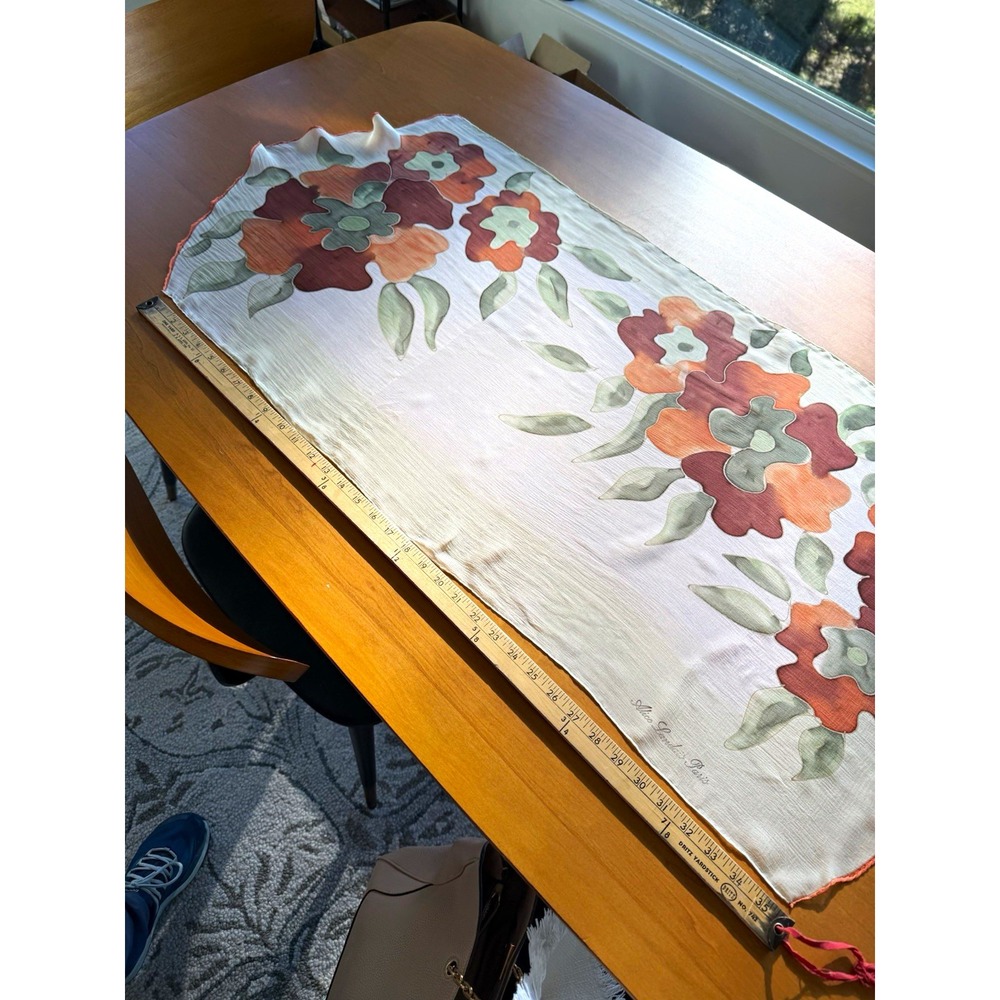Vintage Alice Landais Paris Floral Sheer Silk Scarf